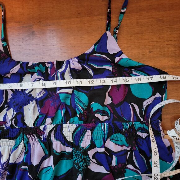 Elle Women's Blue Floral Polyester Scoop Neck Sleeveless Long Maxi - Picture 11 of 16